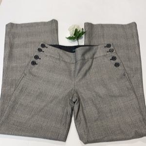 J.Crew Favorite Fit Wool Blend Herringbone Plaid Wide Leg Pants Black White 6